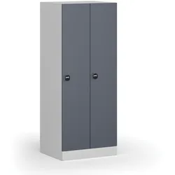 Metallspind S1, niedrig, 2 Abteile, 1500 x 600 x 500 mm, RFID-Schloss, dunkelgraue Tür