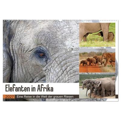 Elefanten in Afrika (Wandkalender 2027 DIN A2 quer), CALVENDO Monatskalender