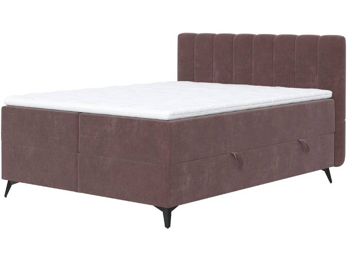 Boxbett, Polyester, Deep Braun, 165×210 cm, Mit Bettkasten & Topper, Cotta