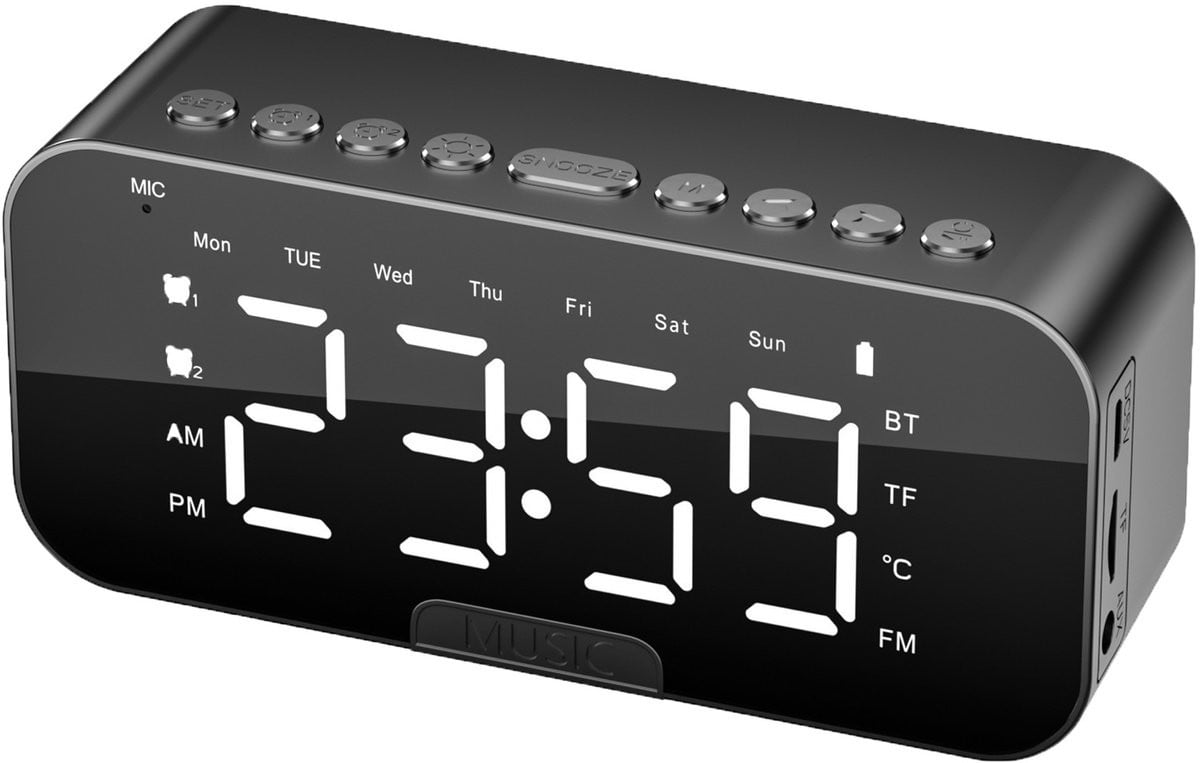 Slimme Bluetooth-luidspreker met multifunctionele elektronische wekker en bureauklok