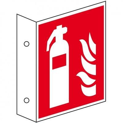 Schild I Brandschutz-Fahnenschild Feuerlöscher, Kunststoff, 200x200mm, ASR A1.3, DIN EN ISO 7010 F001