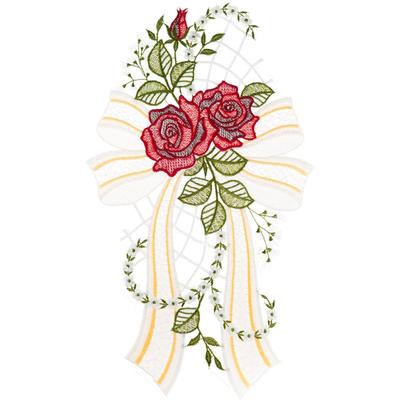 Fensterbild "Fensterbild "Rose" farbig", bunt, B:21cm H:36cm, Polyester, W. REUTER & SOHN - PLAUENER SPITZE, Fensterbilder