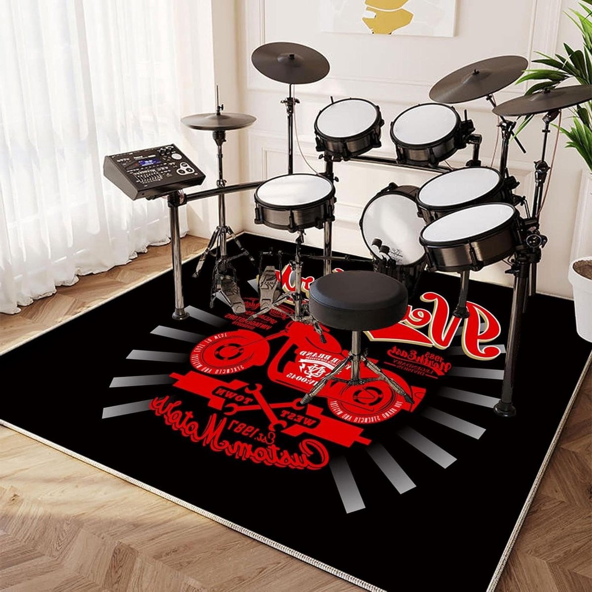 Drummat Tapijt - Geluiddichte Antislip Mat voor Muziek - Grijs - 180 x 160 cm