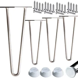 4x Haarnadel Tischbeine EDELSTAHL SCHWARZ CHROME Möbel Tischgestell Hairpin Leg EDELSTAHL 2 Streben