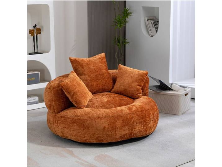 VUENOR canapé compressé 108x108x52 cm orange – chenille 3 coussins sans installation