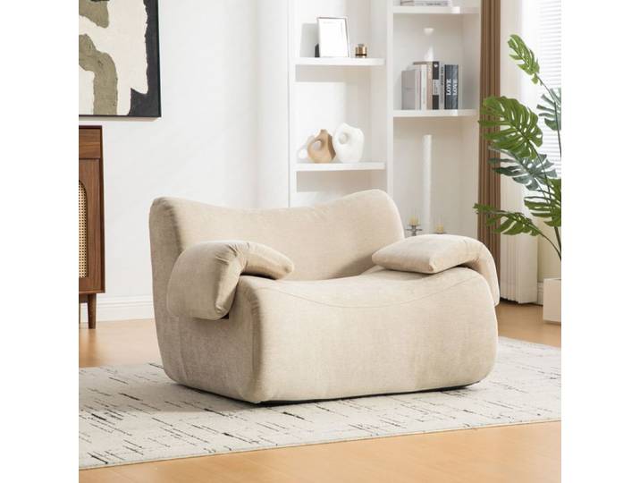 Canapé compressé modulable 1 place en chenille Light Khaki sans montage mousse 30D