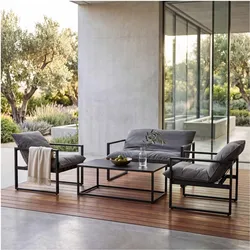 Outdoor Living, Gartenlounge, Coral Loungeset 4tlg. Aluminium/Sunbrella Sooty
