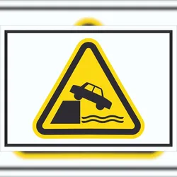 HB-Druck Schild Warnung ungesicherte Uferkante Symbol A6 (105x148mm)