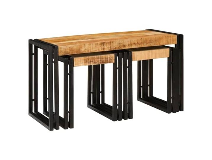 GPUTYGHN Nestingtisch 3 STK. Braun und Schwarz 82 x 40 x 45 cm Industrieller Loft-Stil,stapelbar,platzsparend,Couchtisch und Seitentisch,urbanes Design
