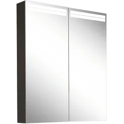 Schneider ARANGA TW Lichtspiegelschrank, 2 Türen, 695x120x700mm, Lichtbänder oben, 160.470.02.44, Ausführung: EU-Norm/Korpus schwarz matt