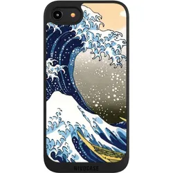 Nivocase Handyhülle für Apple iPhone 8 Hülle NIVOpure Case Schwarz Katsushika Hokusai Kunst Die grosse Welle (Apple iPhone 8), Smartphone Hülle, Schwarz