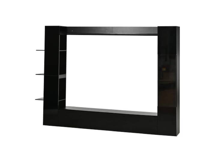 TV-Wohnwand 245x30x170cm Schwarz mit Vitrine, Schubladen & Regal Spanplatte, weiß, 180 x 35 x 170 cm, Vitrine, Schubladen, Regal, Kippsicherung, Dämpfungsscharniere, Montage erFor Forderlich