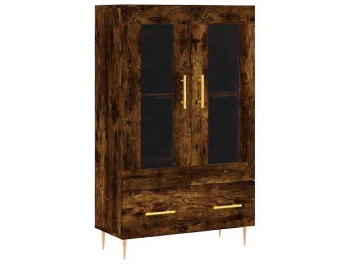Kaorsrow Highboard Räuchereiche 69,5x31x115 cm Kommode mit Glastüren Schlanker Beistellschrank für Wohnzimmer und Flur: Schützt Vorräte vor Staub hinter Glas und bietet viel Stauraum.