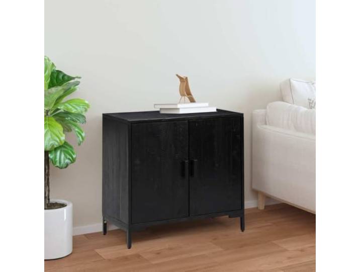 HEFZGDB Industrieller Vintage Schrank für Wohnbereich aus recyceltem Kiefernholz - Beistellschrank mit Stabiler Oberplatte und Zwei Fächern Stauraum als Vintage Sideboard aus Massivholz