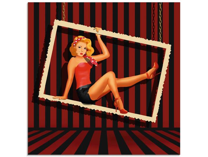 Glasbild ARTLAND Schönheit aus den 50er Jahren , rot (farbe bild(er): rot), B:50cm H:50cm, Bilder, Glasbild, in verschiedenen Grössen
