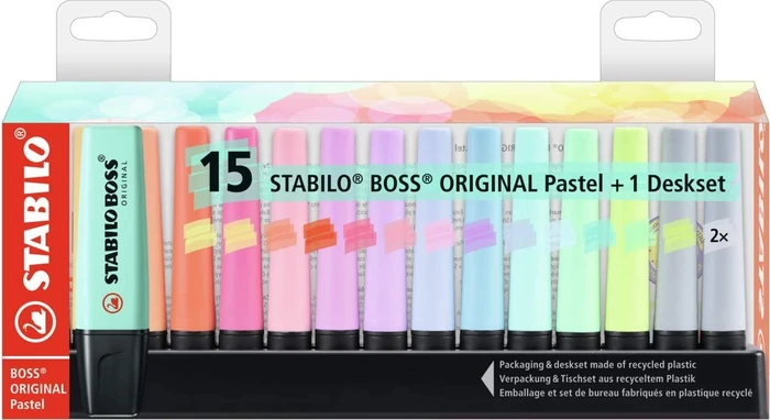 STABILO BOSS ORIGINAL Pastell 15 Stück Schreibtischset