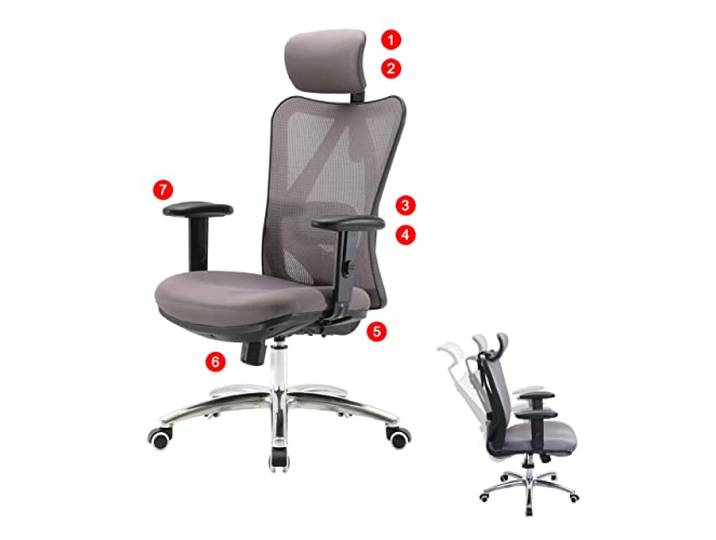 Mendler Bürostuhl HWC-J86 ergonomisch - ohne Fußstütze, grau