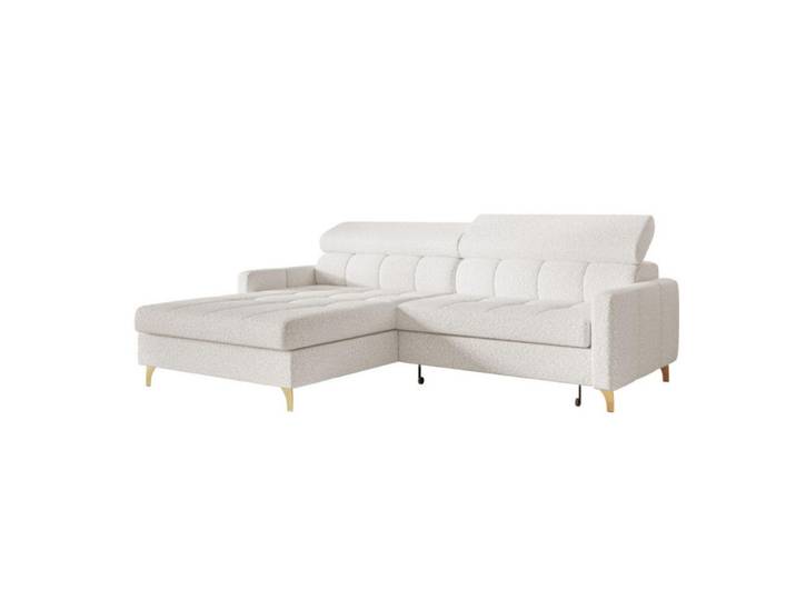 Sepro Meble Ecksofa Milch Bambino Mit Verstellbaren Kopfstützen Links, Weiß, 223x174 cm, Wohnzimmer, Sofas & Couches, Wohnlandschaften, Ecksofas