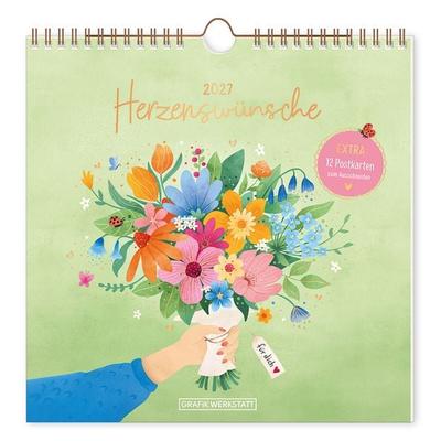 Wandkalender quadratisch 2027 Herzenswünsche