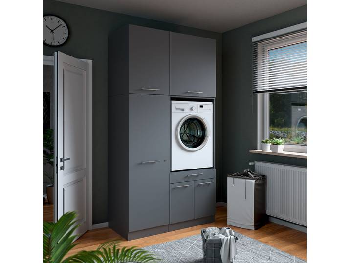 Set de buanderie H 118 x 238cm Gris/Anthracite
