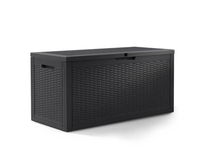 Coffre de jardin imperméable 340L boîte de rangement extérieur balcon terrasse plastique polypropylène noir