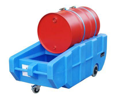 PE-Auffangwanne Bauer Typ WPT 230, fahrbar, für 200-Liter-Fässer, mit Haltegurt