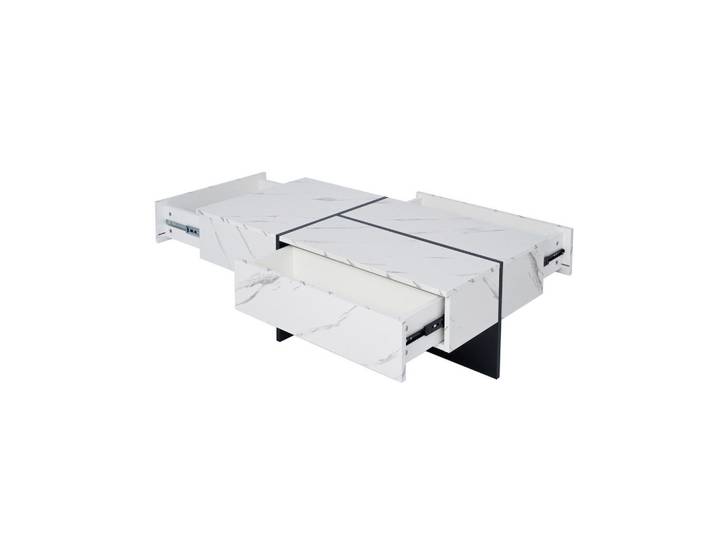 Okwish Couchtisch 100/50/34,5 cm Weiß mit App-gesteuertem LED-Beleuchtungssystem, 50x34.5x100 cm, Wohnzimmer, Wohnzimmertische, Couchtische