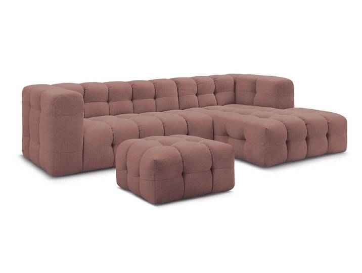 Ecksofa mit Hocker BOBOCHIC CLOUD Stoff rosa