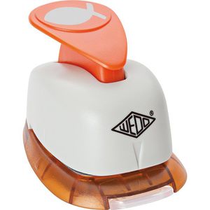 Wedo Motivstanzer 168248 Fisch, groß, 2,5 x 1,0 cm Motivgröße, grau/orange, bis 220g/m²