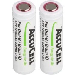 2 Stück 1250mAh Akku komaptibel für Braun IO 6, 7, 8, 9, 10, 3,7 Volt, 48,8x14,1mm