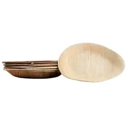 10x ovaler Teller aus Palmblatt Größe 21 cm