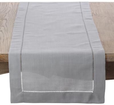 Saro Lifestyle Classic Hemstitch Table Runner - Textured Border Runner for Dining & Formal Entertaining