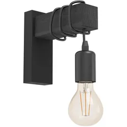 EGLO, Deckenleuchte, Townshend Wandlamp - E27 - 21,5 cm - Hout - Zwart (E27)