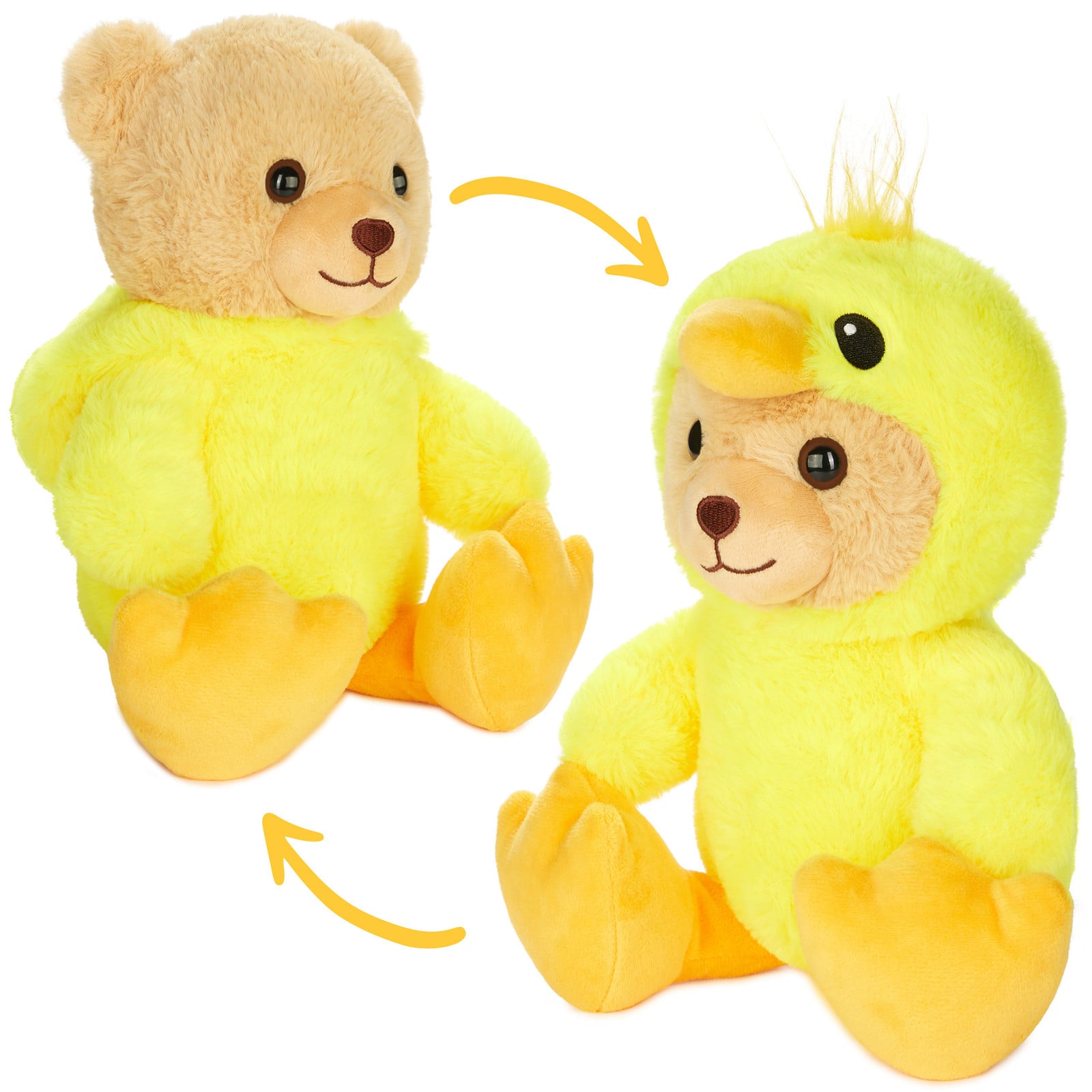 BRUBIES Knuffelkip - Pluche teddybeer met kuikenvestje en kap - 25 cm