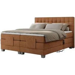 Motor Boxspringbett mit Bettkasten Elektro , orange , Maße (cm): B: 188 H: 118