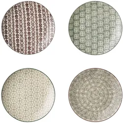 Bloomingville Karine Teller, Steingut 4er, Ø 20 cm, 4 verschiedene Farben