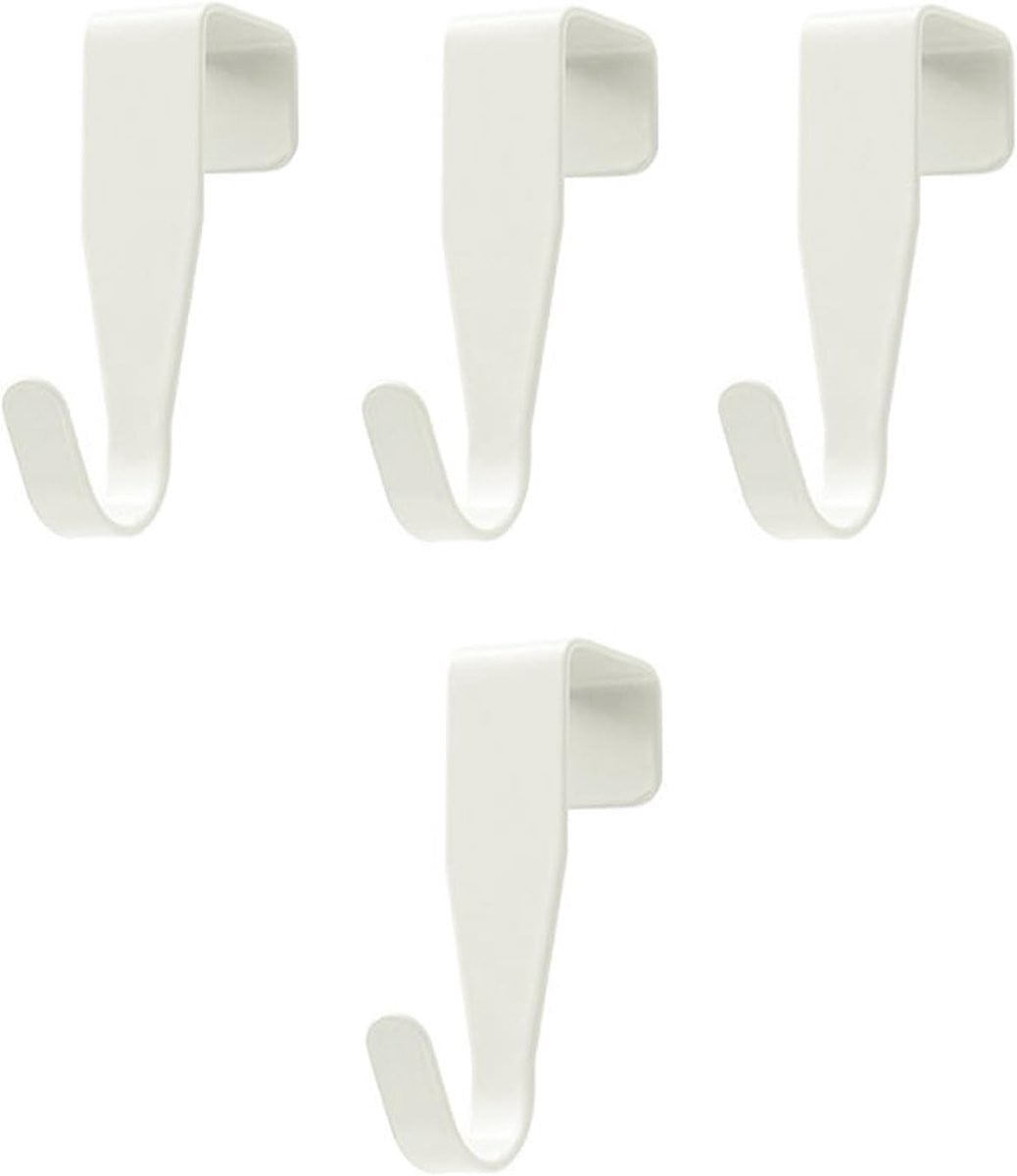 Set van 4 witte deurhaken voor kleding, handdoeken en accessoires zonder boren