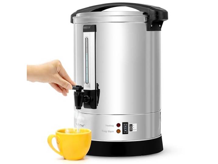 NutriChef Einkochautomat & Heißwasserspender 13L – Edelstahl Boiler mit Sicherheitsdeckel & Tropffreiem Hahn Warmhaltefunktion für Glühwein, Tee, Kaffee Gewerblich & Privat 1100W Kompaktgerät