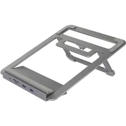 Renkforce USB-C 12-in-1 Laptop-Dockingständer (USB-C), Dockingstation + USB Hub, Grau