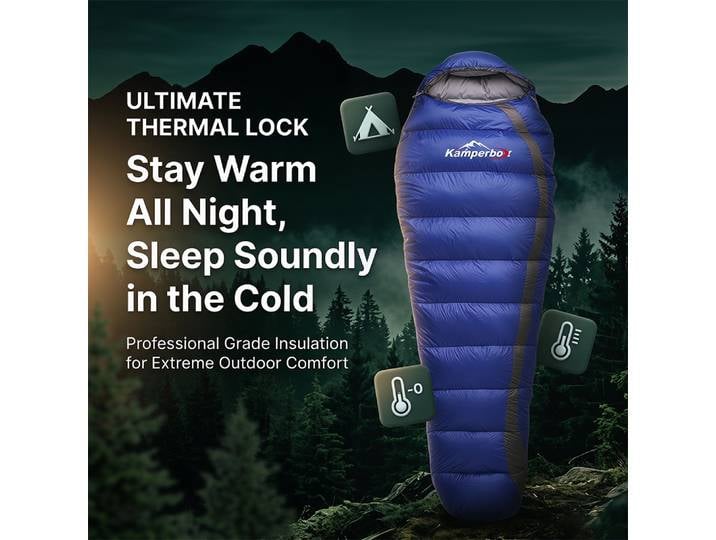 Sac de couchage en duvet Kamperbox pour le camping en plein air, léger et portable, idéal pour la randonnée et les excursions en montagne