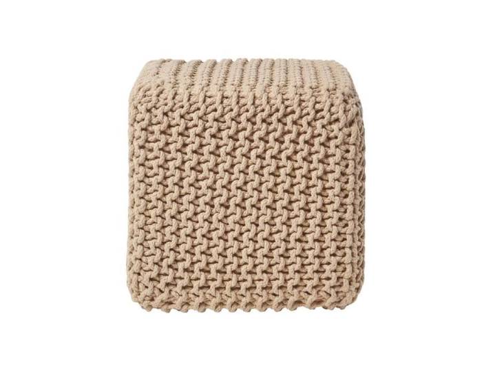 Pouf cube tressé en tricot Beige