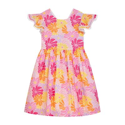 Sommerkleid DANAMADE "DANAMADE Dresses DRUBY", Mädchen, Gr. 128, orange, Obermaterial: 100% Baumwolle. Futter: 100% Baumwolle, Kleider Sommerkleid