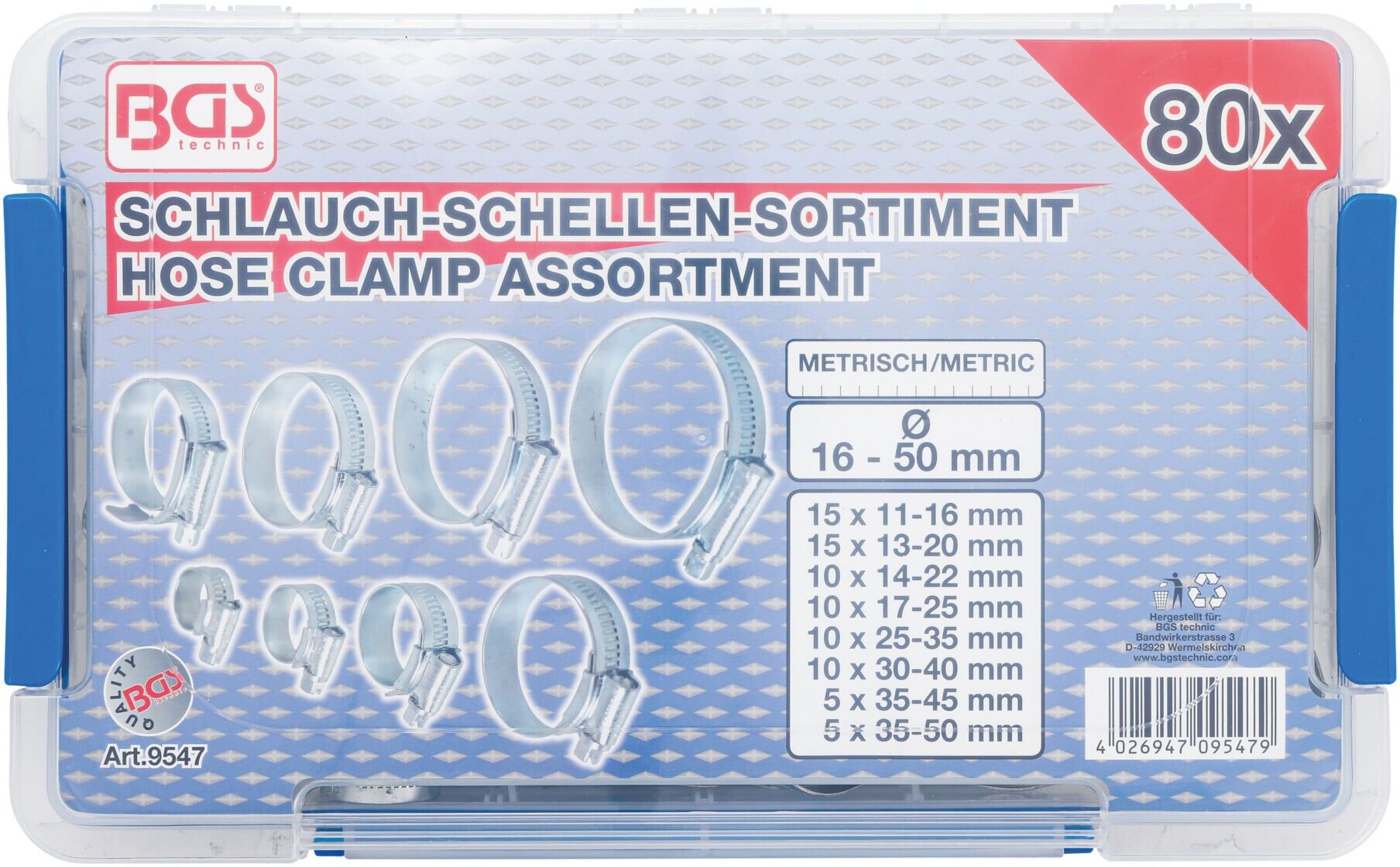 BGS Schlauch-Schellen Sortiment 9547, 80-tlg. ; BGS technic)