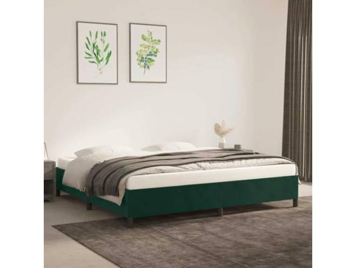 KFPOERTFGD Bettgestell, Samt Polsterbett 200x200 cm Dunkelgrün Inklusive Lattenrost, Stabile Holzfüße, Elegantes Design