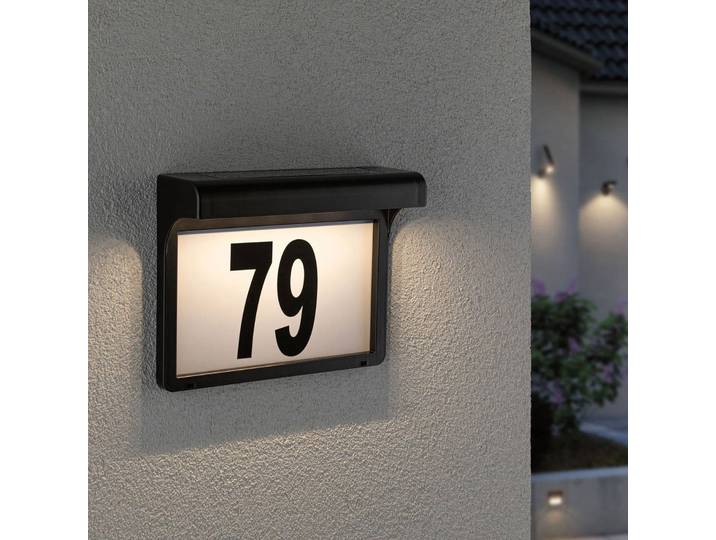 Paulmann Dayton LED-Solar-Hausnummernleuchte, schwarz, Kunststoff, Modern
