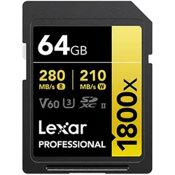 Lexar 1800x SDXC 64 GB V60 UHS-II Speicherkarte
