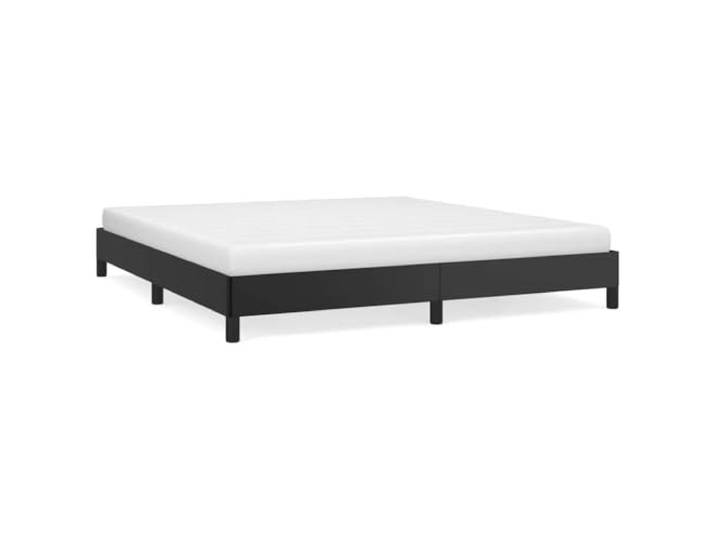 PUGYNBK Bettgestell aus Kunstleder, Schwarz, 180 x 200 cm Basis mit Lamellen, stabile Füße, schmutzabweisende Oberfläche, einfache Reinigung