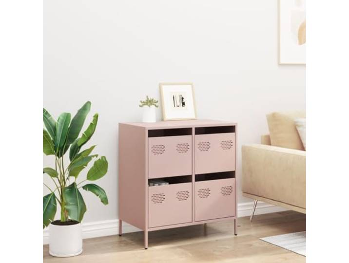KTHLBRH Sideboard Rosa 68 x 39 x 73,5 cm 4 Schubladen aus kaltgewalztem Robuste Metallstruktur, einfache Reinigung, großer Raum, geeignet für Wohnzimmer und Schlafzimmer