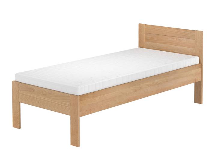 Zeitloses Einzelbett 90x200 Buche massiv lackiert mit Zubehör