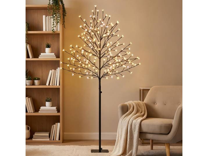 HOMCOM Arbre Lumineux Cerisier 150cm 160 LED Intérieur Extérieur